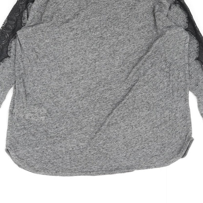 InWear Womens Grey Polyester Basic Blouse Size XS Round Neck - Lace Trim