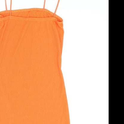 PRETTYLITTLETHING Womens Orange Polyester Mini Size 10 Scoop Neck Pullover