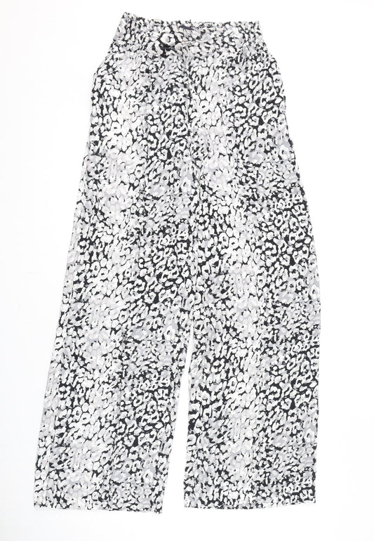 Marks and Spencer Womens Multicoloured Animal Print Polyester Trousers Size 8 L30 in Regular Tie - Leopard Print