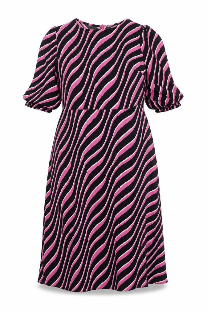 Marks & Spencer Womens Multicoloured Geometric Viscose A-Line Size 14 Round Neck Zip