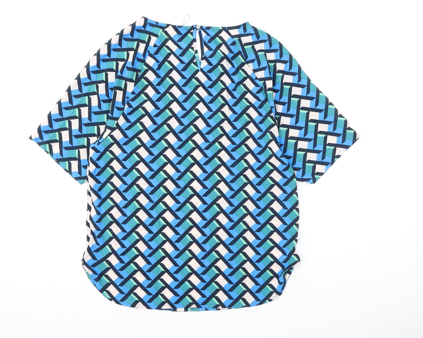 Marks and Spencer Womens Multicoloured Geometric Polyester Basic Blouse Size 6 Round Neck