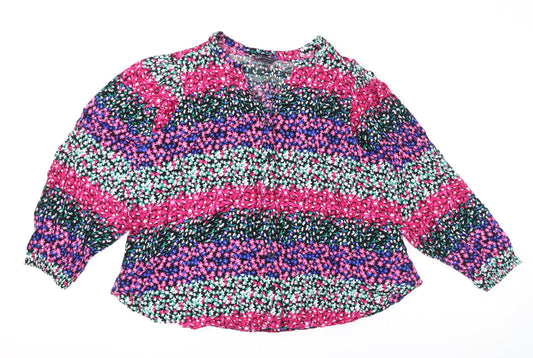 Marks and Spencer Womens Multicoloured Floral Viscose Basic Blouse Size 16 V-Neck