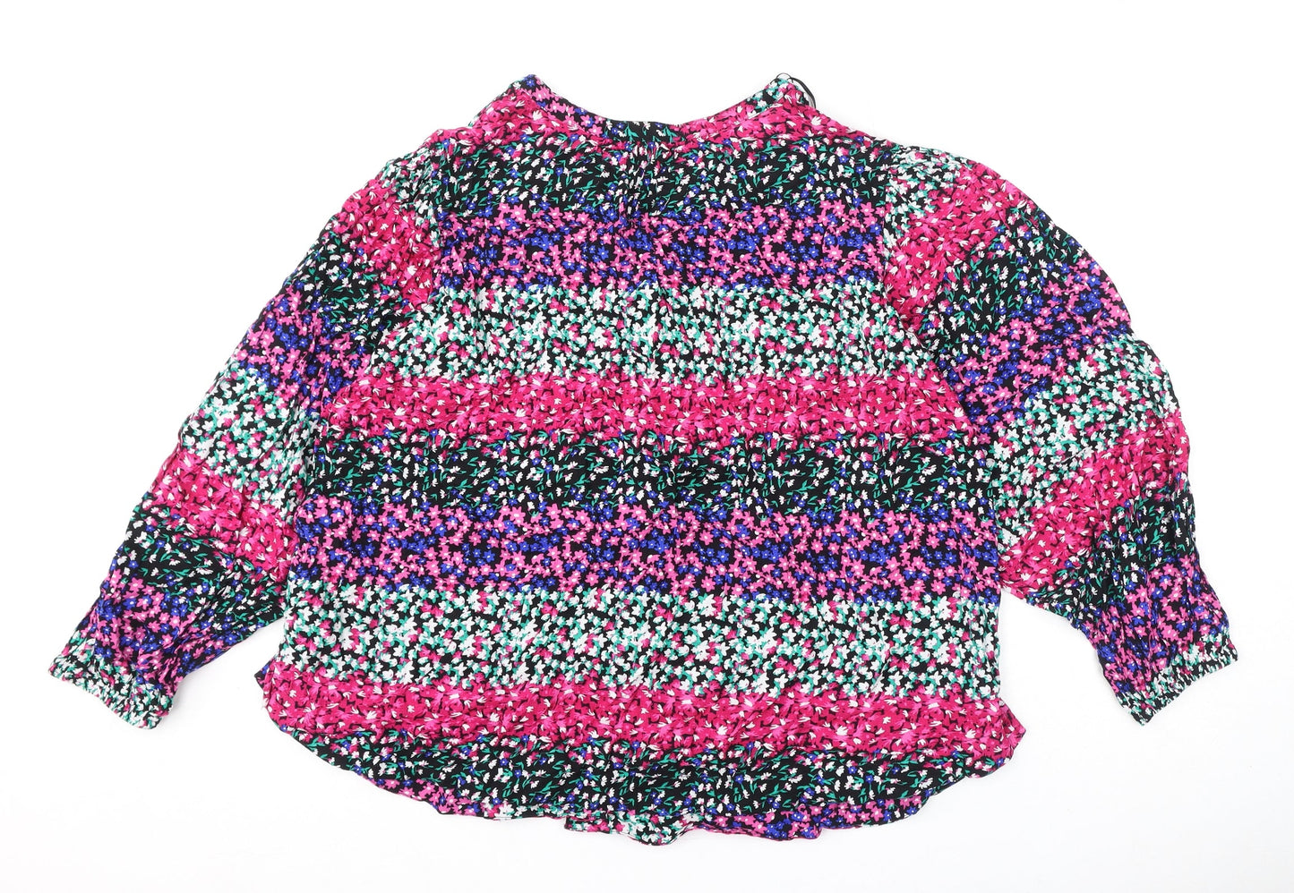 Marks and Spencer Womens Multicoloured Floral Viscose Basic Blouse Size 16 V-Neck