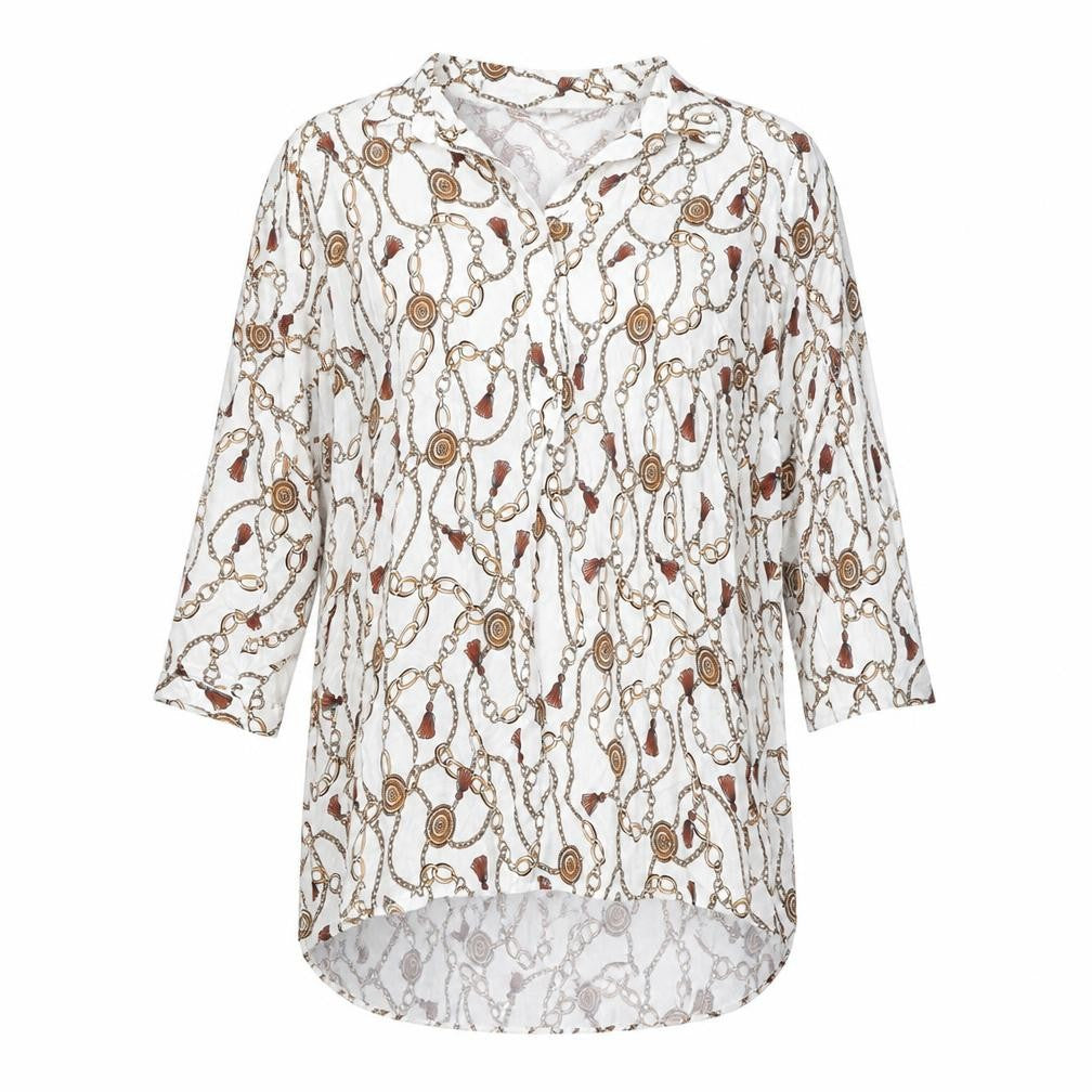 Yessica Womens White Geometric Viscose Shirt Dress Size XL Collared Button