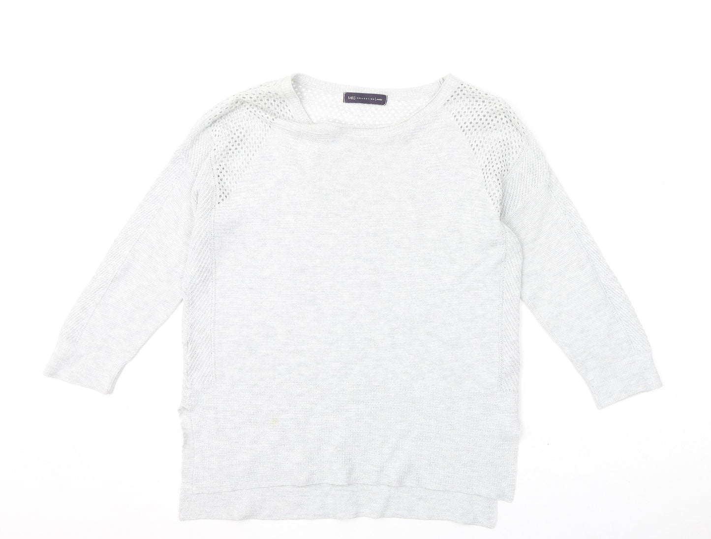 Marks and Spencer Womens Grey Round Neck Cotton Pullover Jumper Size 10