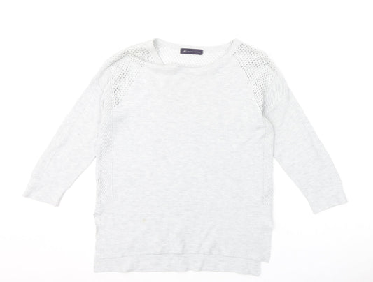 Marks and Spencer Womens Grey Round Neck Cotton Pullover Jumper Size 10