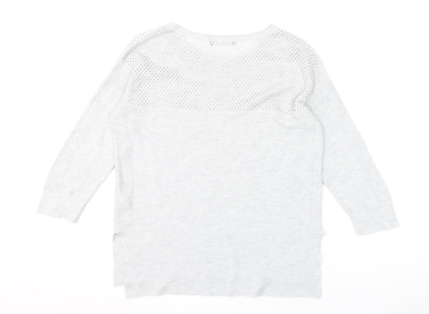 Marks and Spencer Womens Grey Round Neck Cotton Pullover Jumper Size 10