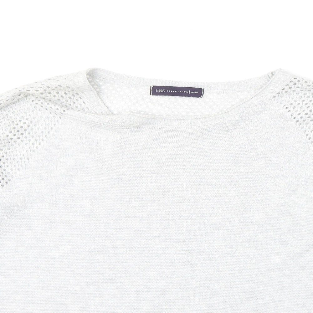Marks and Spencer Womens Grey Round Neck Cotton Pullover Jumper Size 10