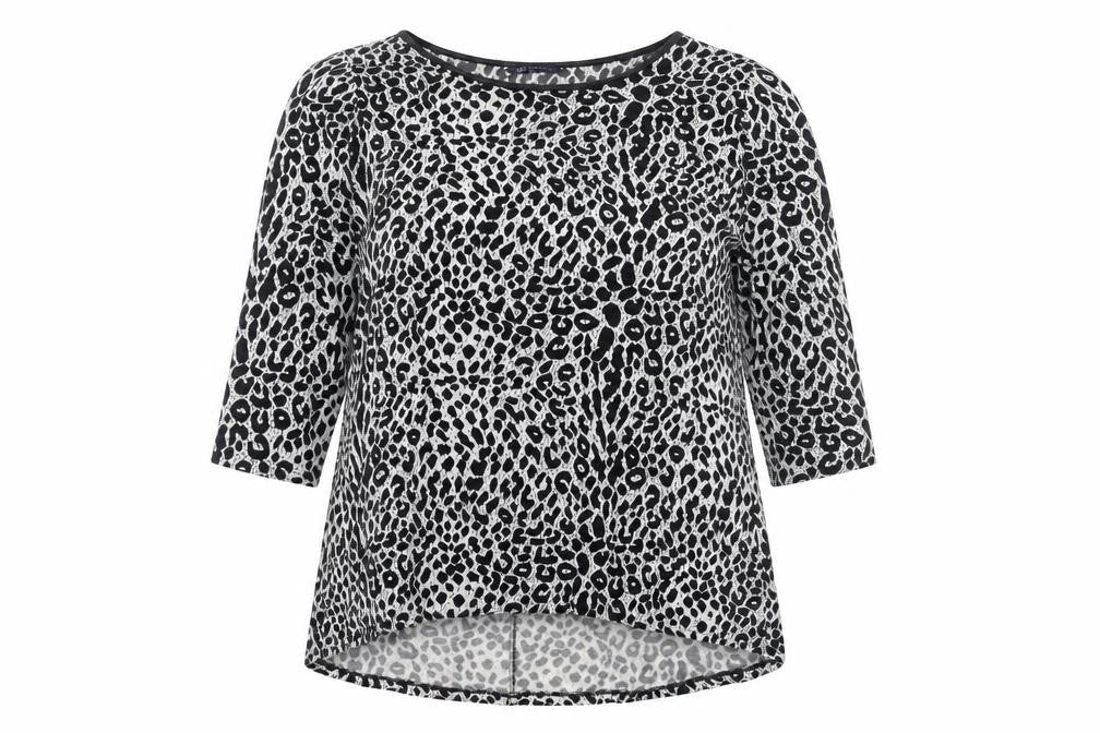 Marks & Spencer Womens Black Round Neck Animal Print Polyester Pullover Jumper Size 16 - Leopard Print