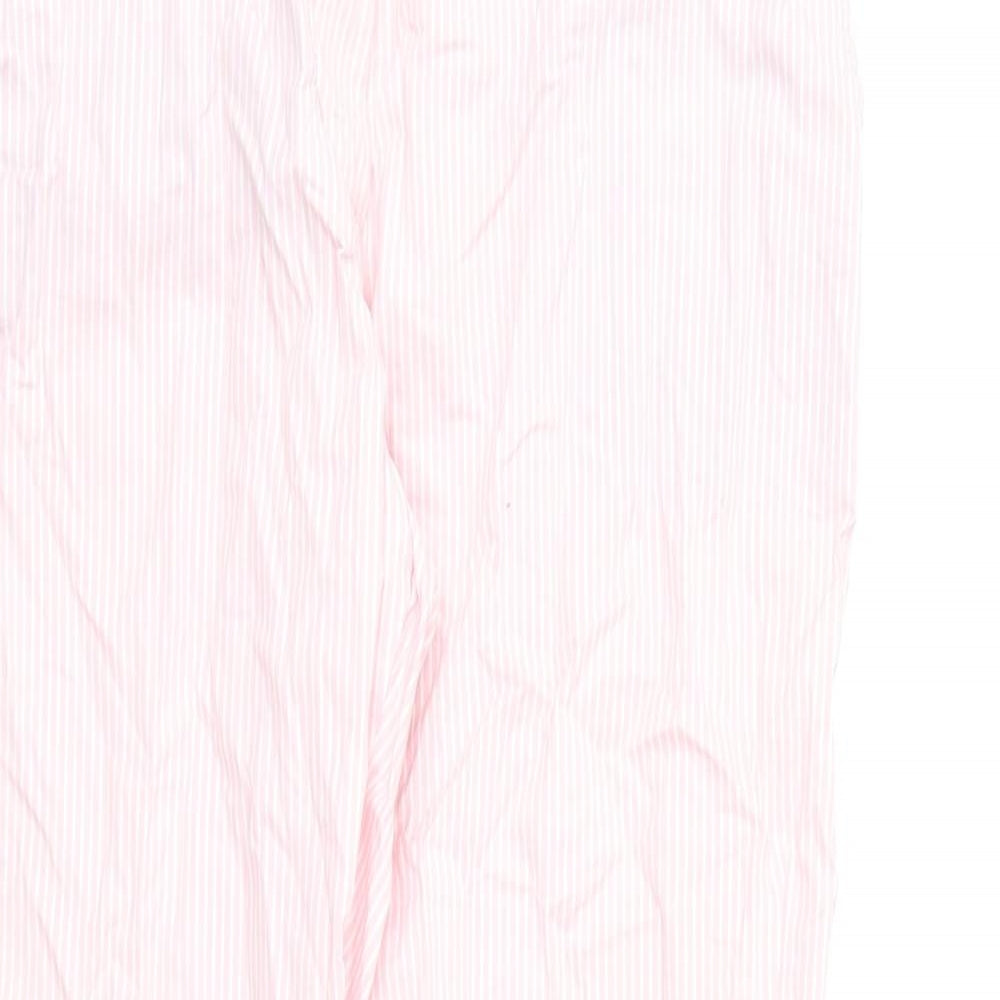 Marks and Spencer Womens Pink Striped Cotton Chino Trousers Size 8 L23 in Regular Zip