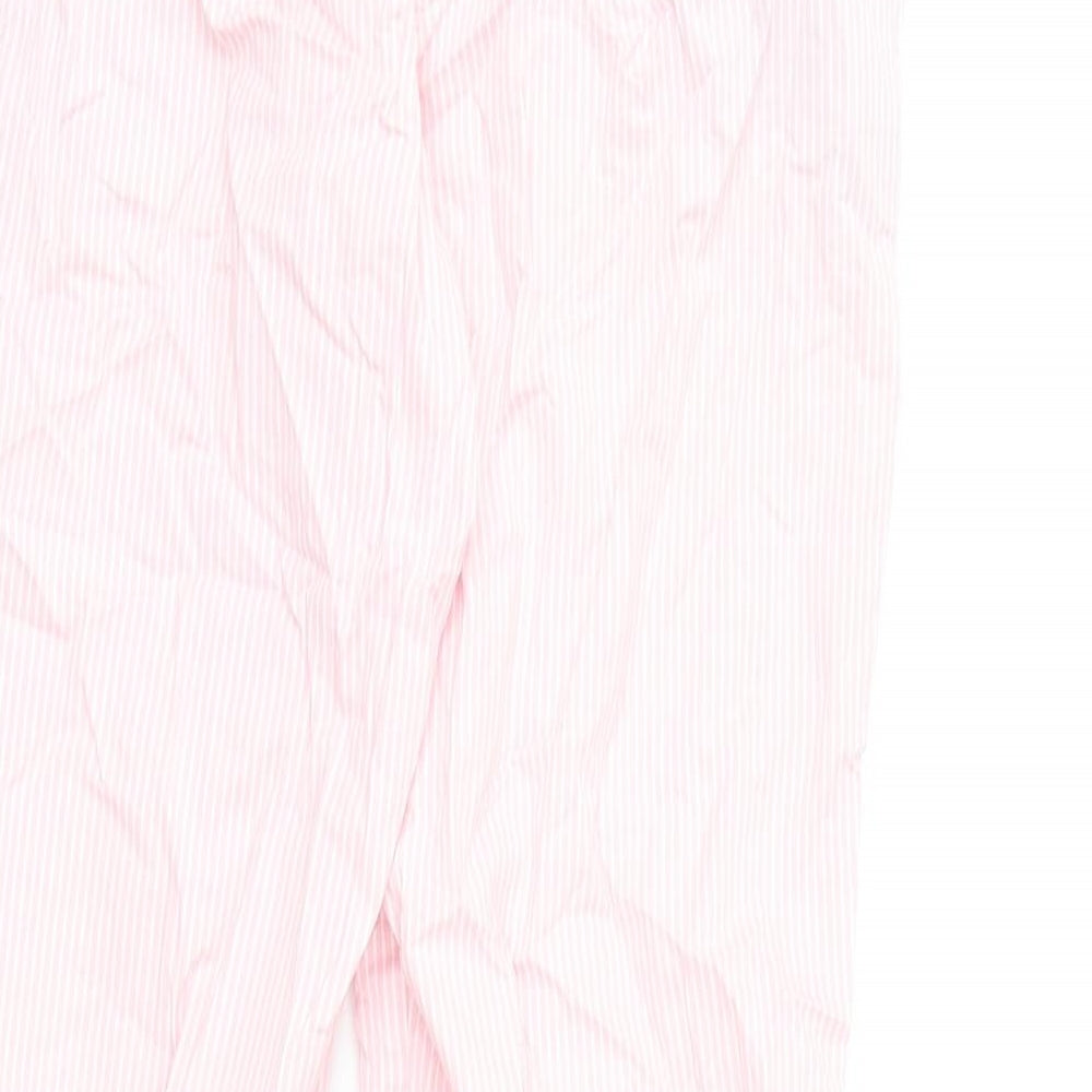 Marks and Spencer Womens Pink Striped Cotton Chino Trousers Size 8 L23 in Regular Zip