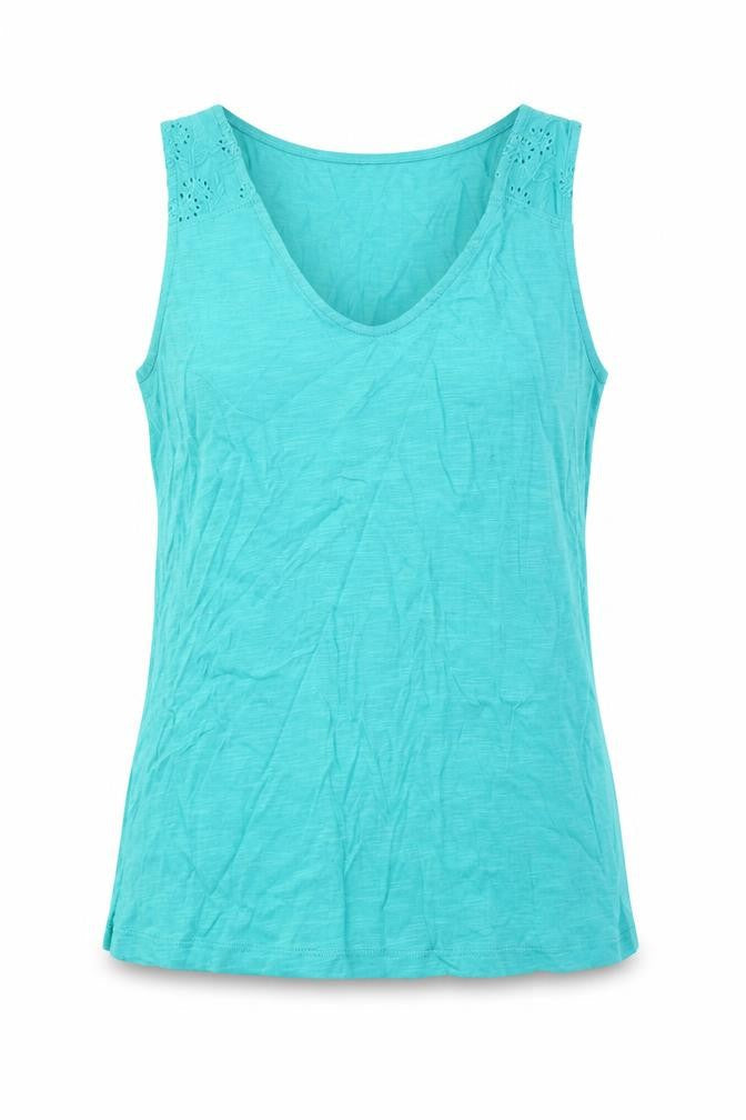 Poeticgem Womens Green Cotton Basic Tank Size 12 V-Neck