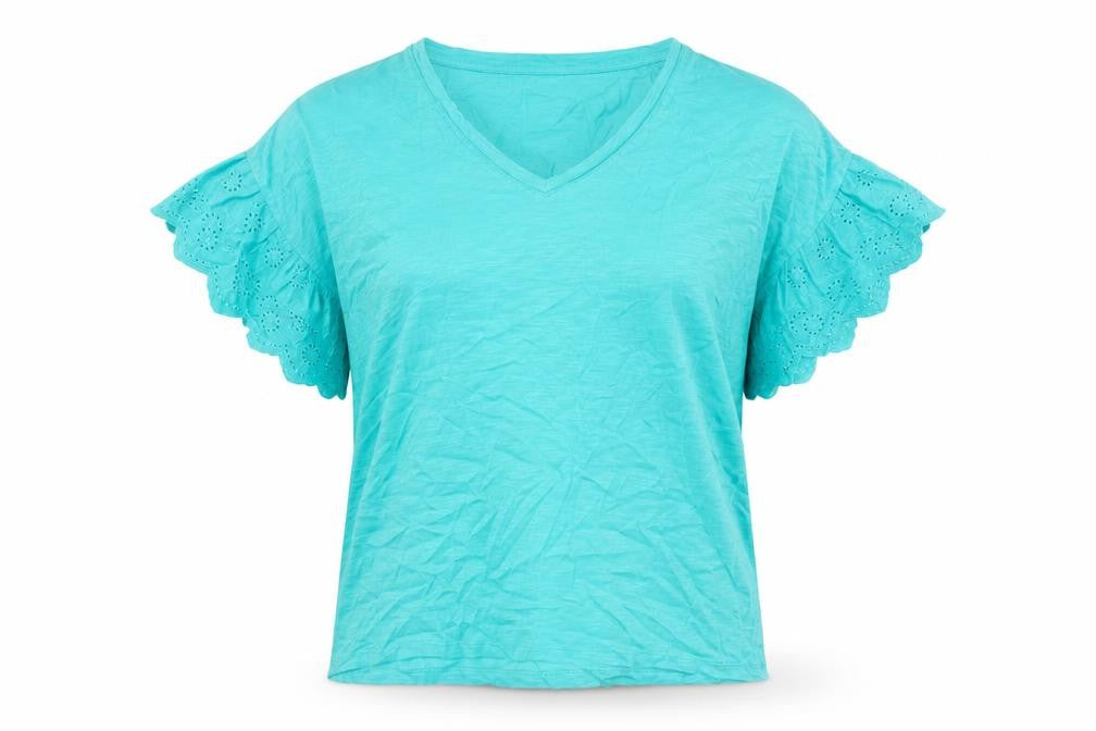 Poeticgem Womens Green Cotton Basic T-Shirt Size 12 V-Neck
