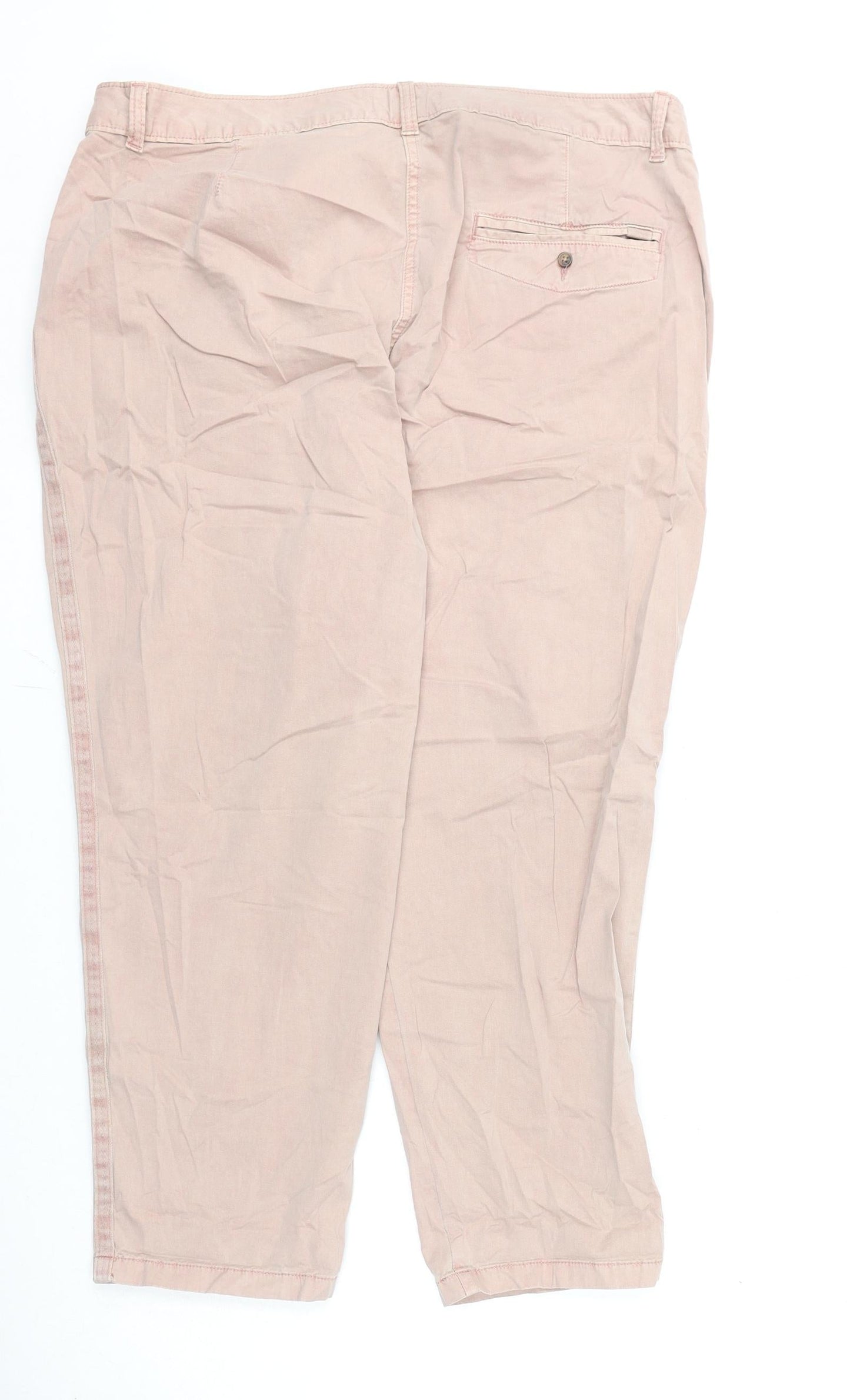 Marks and Spencer Womens Pink Cotton Chino Trousers Size 20 L26 in Regular Zip