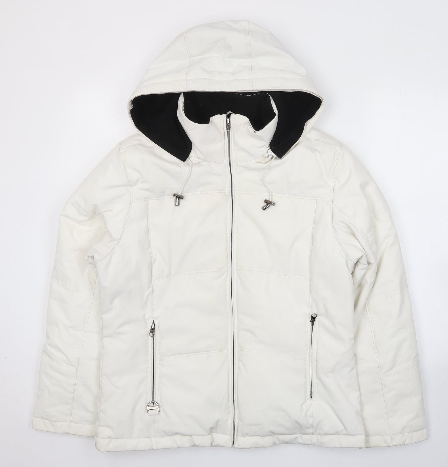 J.Percy Womens White Puffer Jacket Jacket Size S Zip