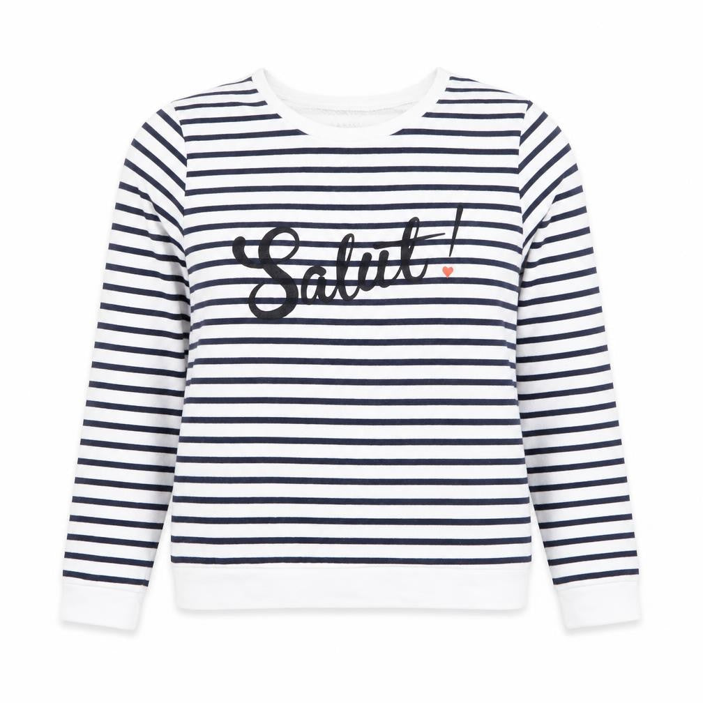 Arkitect Womens White Striped Cotton Pullover Sweatshirt Size M Pullover - Salut!
