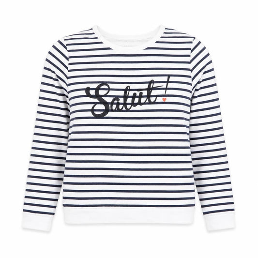 Arkitect Womens White Striped Cotton Pullover Sweatshirt Size M Pullover - Salut!