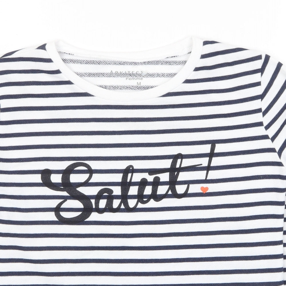 Arkitect Womens White Striped Cotton Pullover Sweatshirt Size M Pullover - Salut!