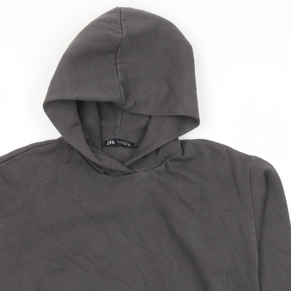 Zara Womens Grey Cotton Pullover Hoodie Size S Pullover