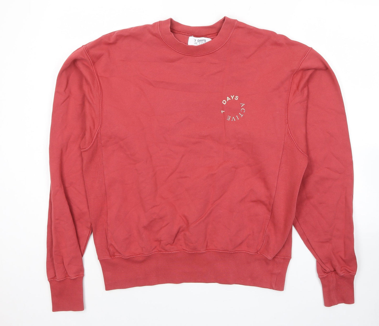 7 Days Active Mens Red Cotton Pullover Sweatshirt Size XS - Logo