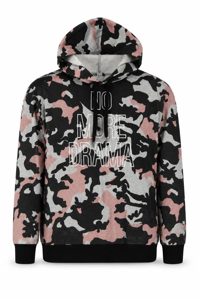 Select Womens Multicoloured Camouflage Cotton Pullover Hoodie Size 12 Pullover - No More Drama Cold Shoulder