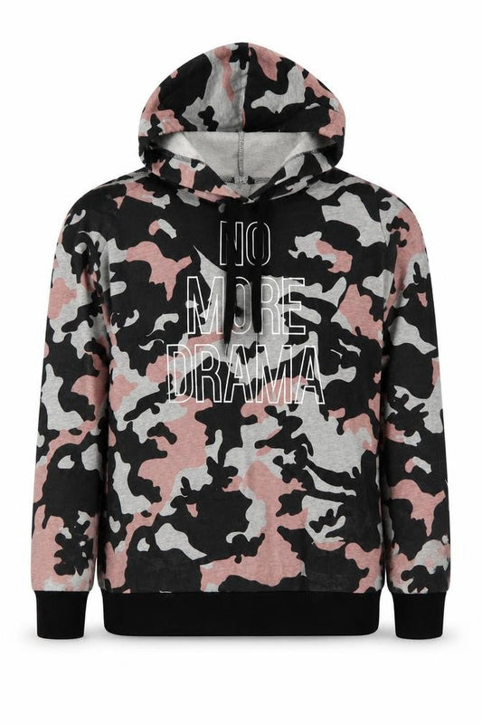 Select Womens Multicoloured Camouflage Cotton Pullover Hoodie Size 12 Pullover - No More Drama Cold Shoulder