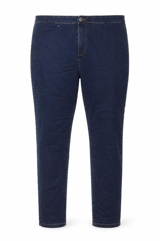 Front view of Denim & Co. women’s blue cotton skinny jeans, size UK 14, 28-inch leg regular zip