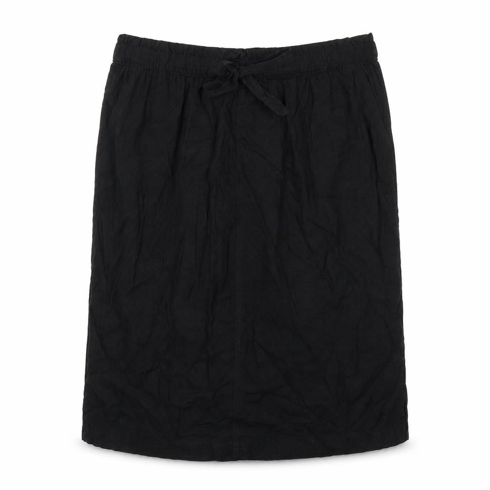 Marks & Spencer Womens Black Linen A-Line Skirt Size 24 - Elasticated Waist