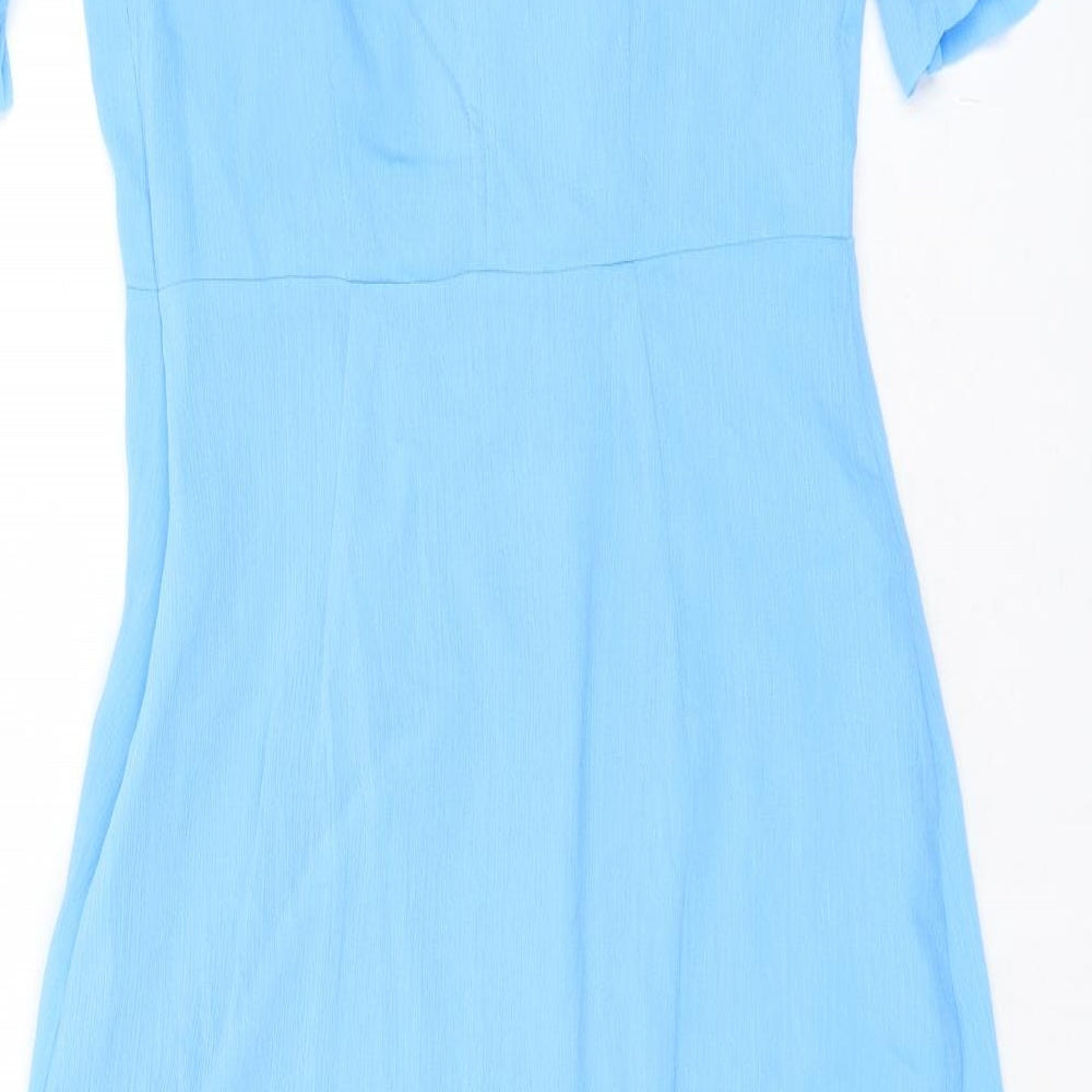 Finery Womens Blue Polyester A-Line Size 10 Mock Neck Zip