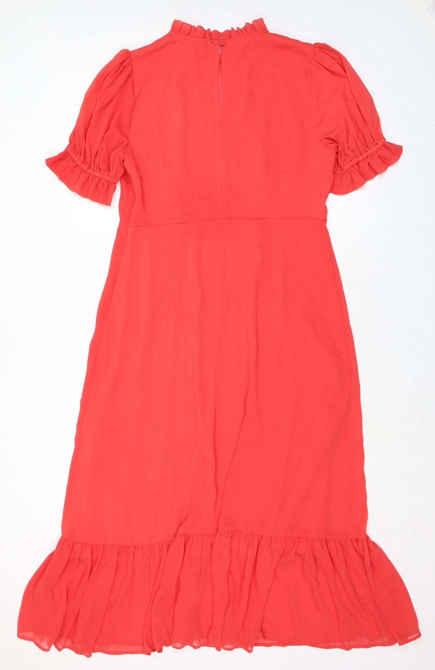 Finery Womens Red Polyester A-Line Size 16 Mock Neck Zip - High Empire Line