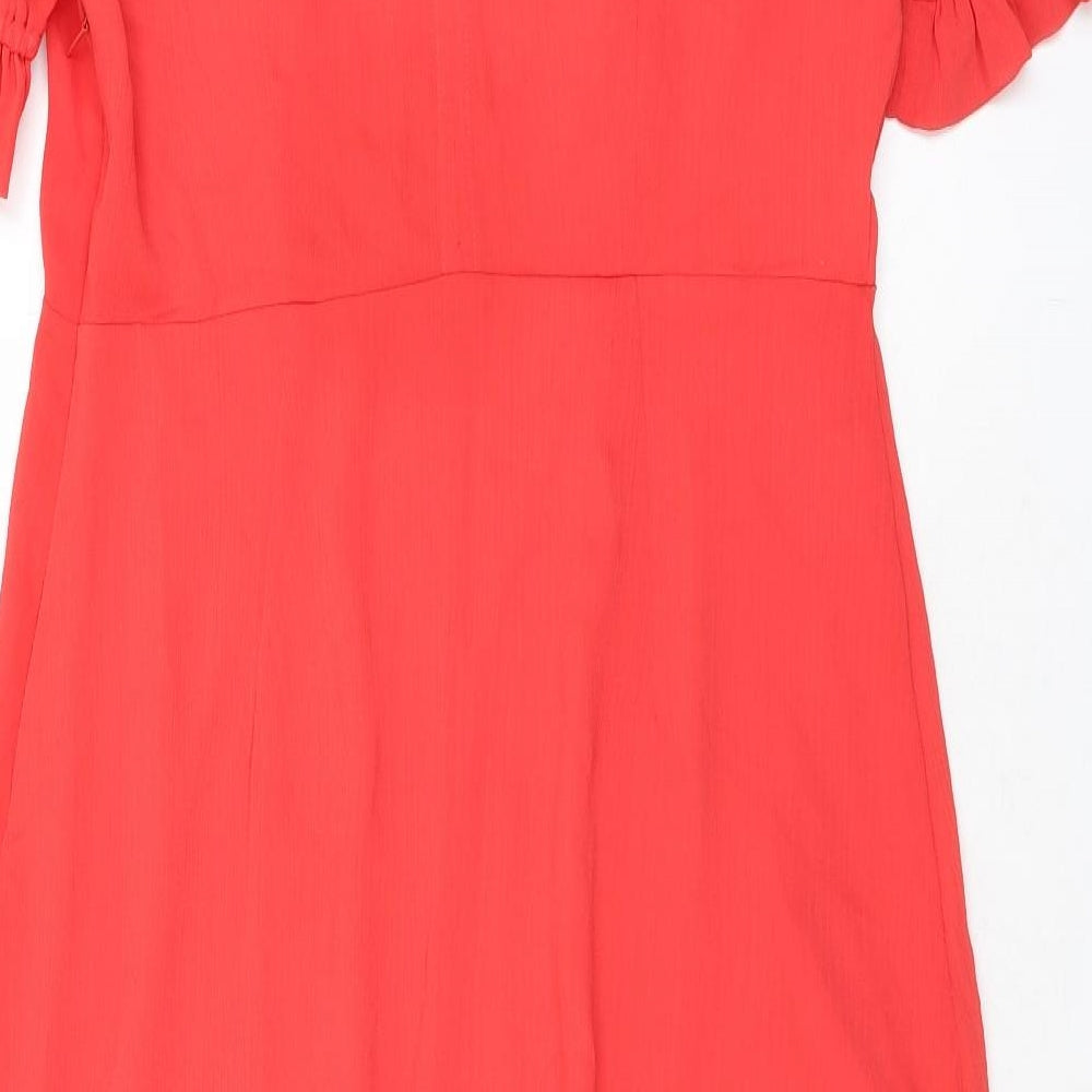 Finery Womens Red Polyester A-Line Size 16 Mock Neck Zip - High Empire Line