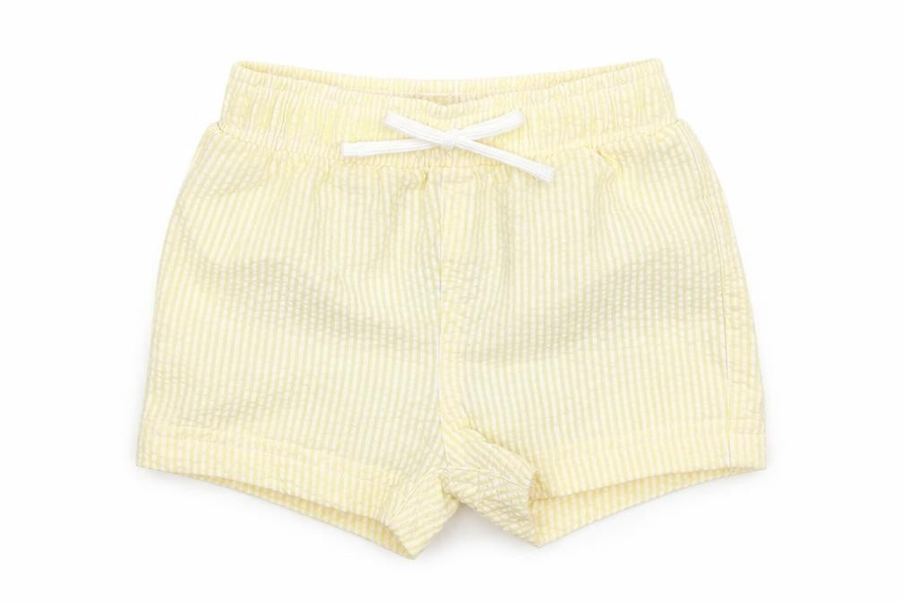 Marks & Spencer Baby Yellow Striped Cotton Cropped Trousers Size 0-3 Months Drawstring