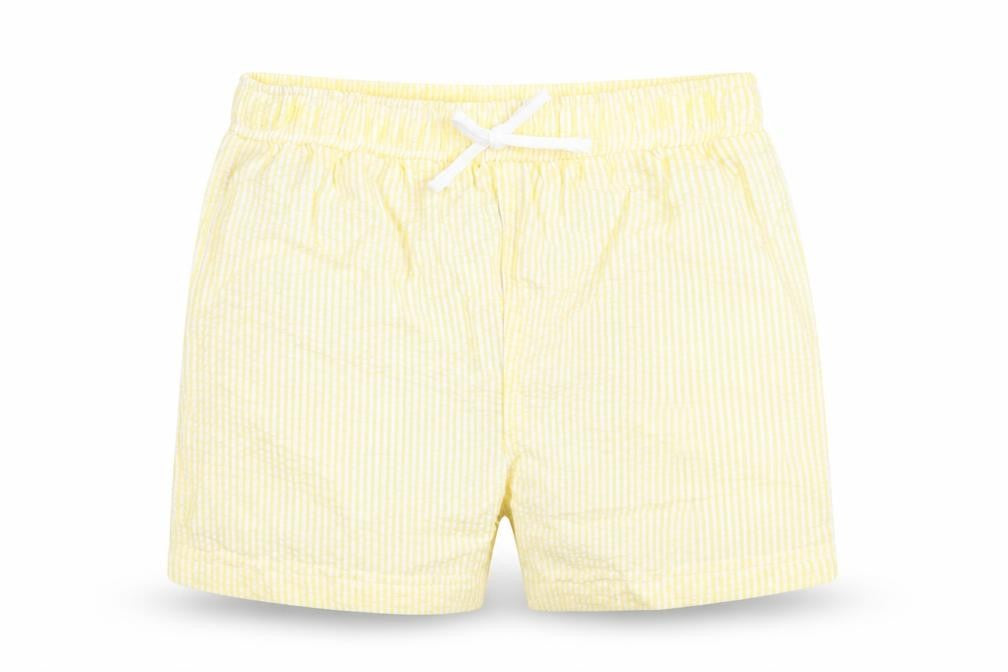 Marks & Spencer Baby Yellow Striped Cotton Cropped Trousers Size 18-24 Months Drawstring - Waist 18in Inside Leg 3in