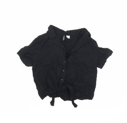 Divided by H&M Womens Black Viscose Basic Button-Up Size 4 Collared
