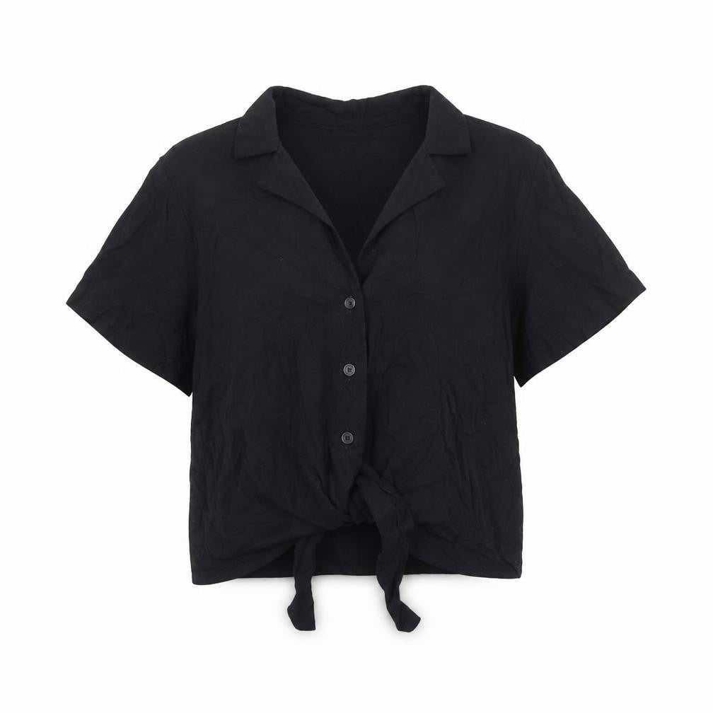 Divided by H&M Womens Black Viscose Basic Button-Up Size 4 Collared