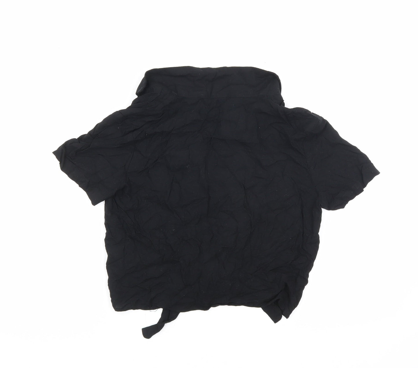 Divided by H&M Womens Black Viscose Basic Button-Up Size 4 Collared