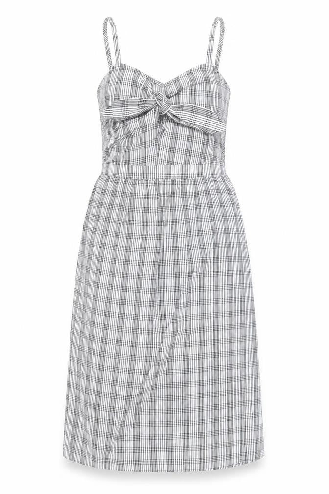 Miss Selfridge Womens Black Plaid Polyester A-Line Size 8 V-Neck Pullover