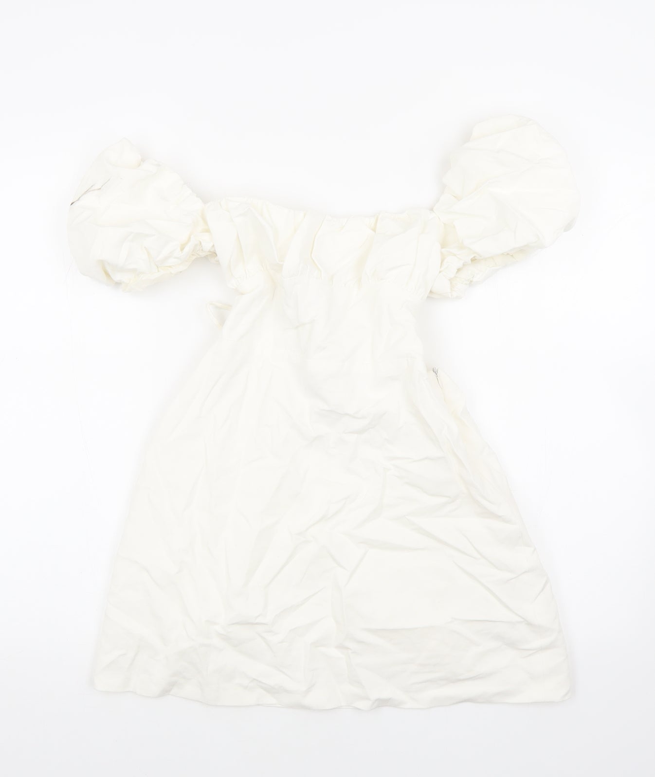 Zara Womens White Cotton Mini Size M Square Neck Tie