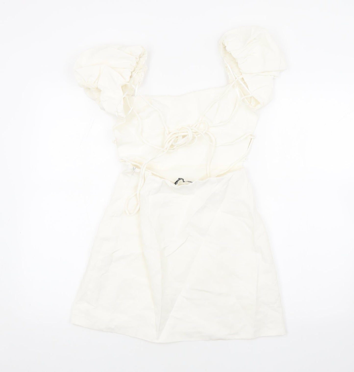 Zara Womens White Viscose Mini Size XS Square Neck Tie