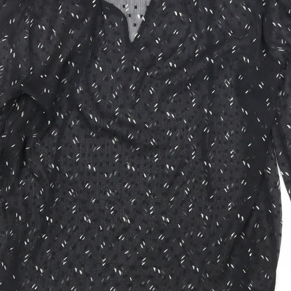 Marks & Spencer Womens Black Geometric Polyester Basic Blouse Size 6 V-Neck