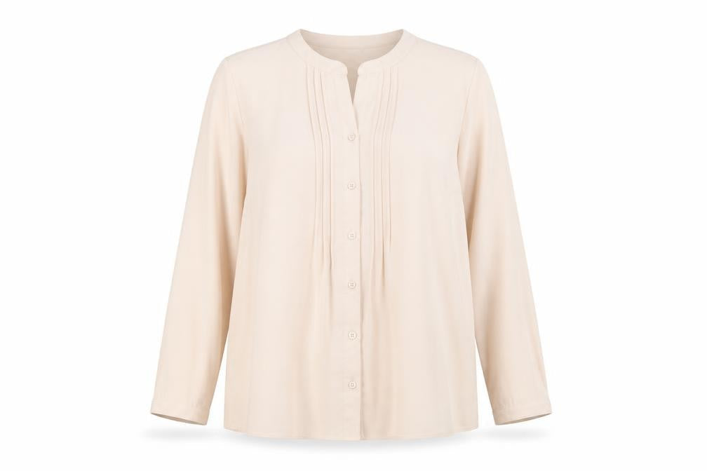 Classic Womens Pink Polyester Basic Button-Up Size 14 Round Neck
