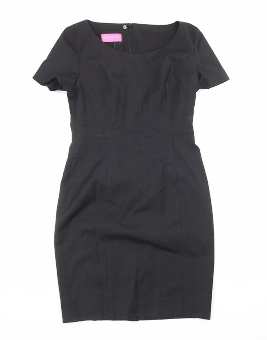 Brook Taverner Womens Grey Polyester Pencil Dress Size 8 Scoop Neck Zip