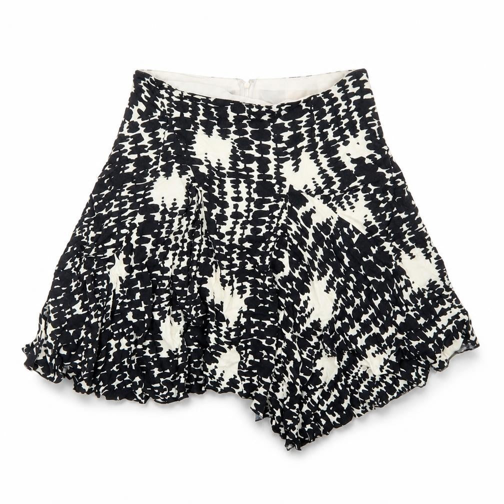 Dual View Womens Black Geometric Polyester Swing Skirt Size 12 Zip