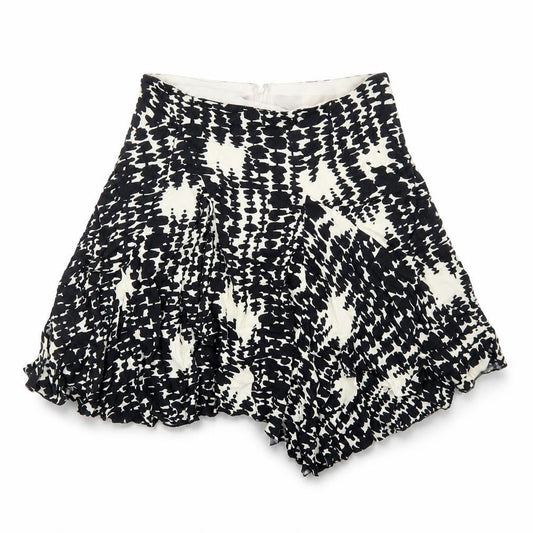 Dual View Womens Black Geometric Polyester Swing Skirt Size 12 Zip