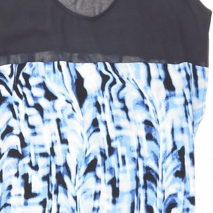 Next Womens Blue Geometric Polyester A-Line Size 12 Round Neck Pullover