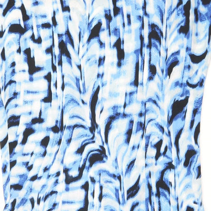 Next Womens Blue Geometric Polyester A-Line Size 12 Round Neck Pullover