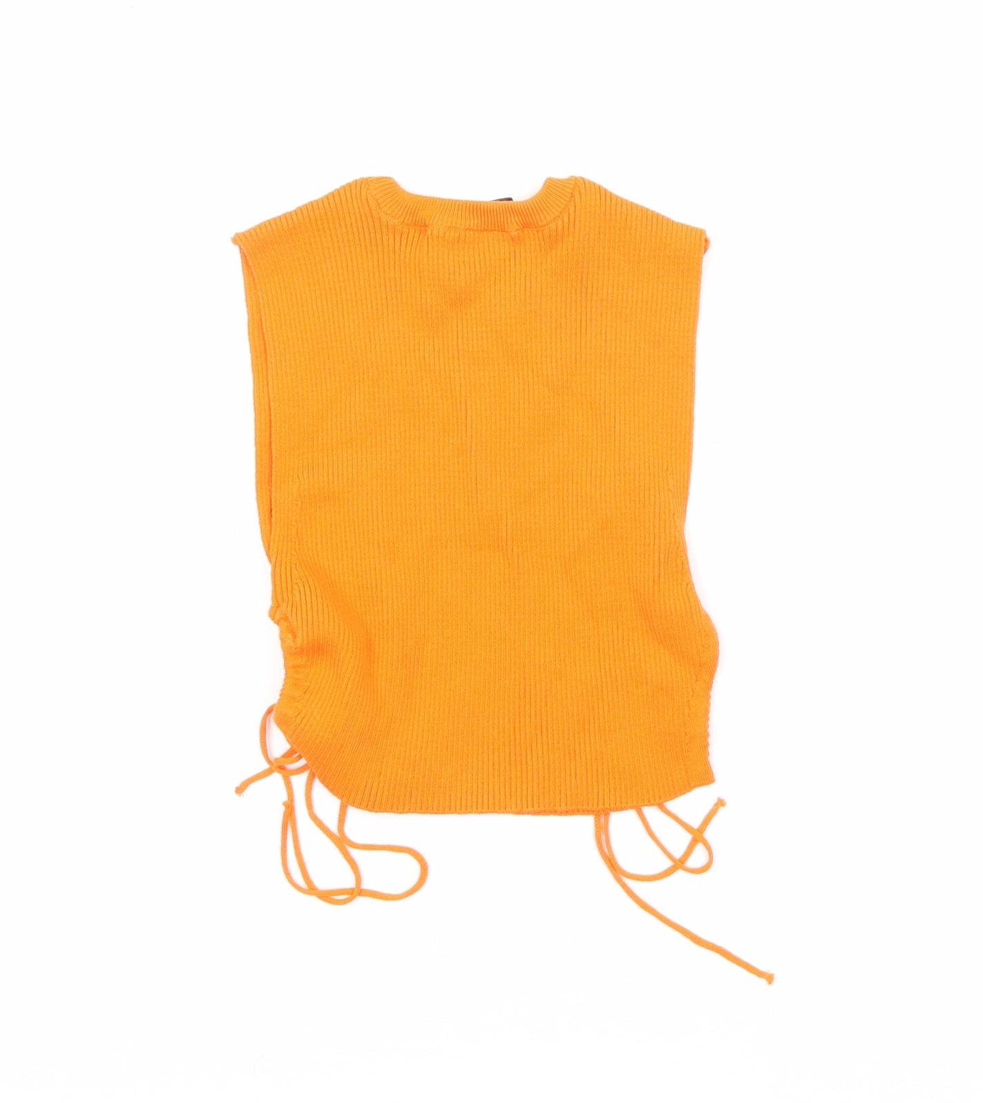 Zara Womens Orange Cotton Basic Tank Size XS Round Neck