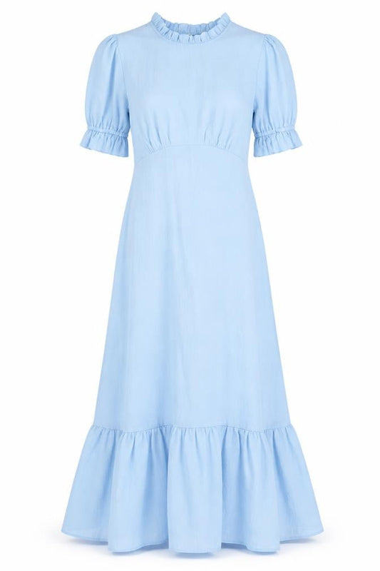 Finery Womens Blue Polyester Maxi Size 10 Round Neck Button