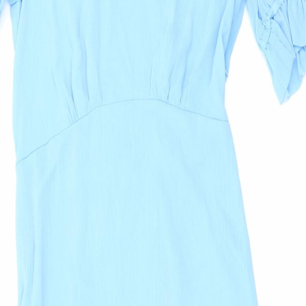 Finery Womens Blue Polyester Maxi Size 10 Round Neck Button