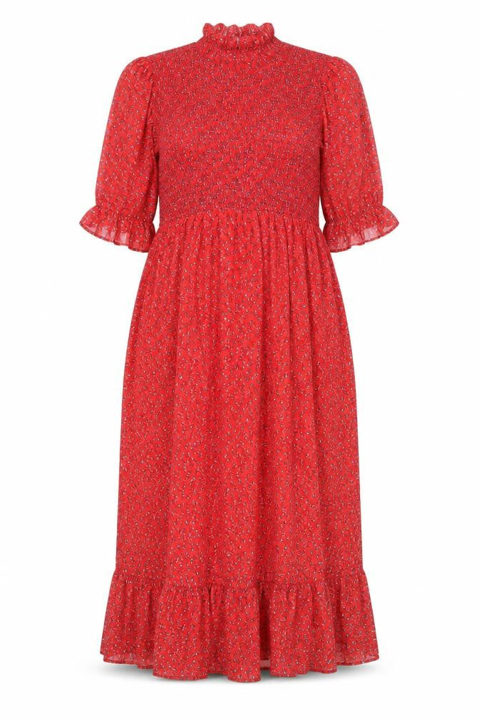 Finery Womens Red Floral Polyester Maxi Size 18 Mock Neck Pullover